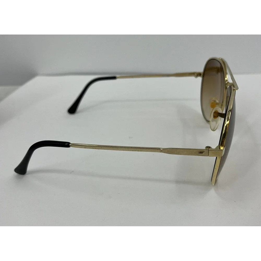 Vintage Opti-Rays Gold Tortoiseshell Aviator Sunglasses Brown Lenses